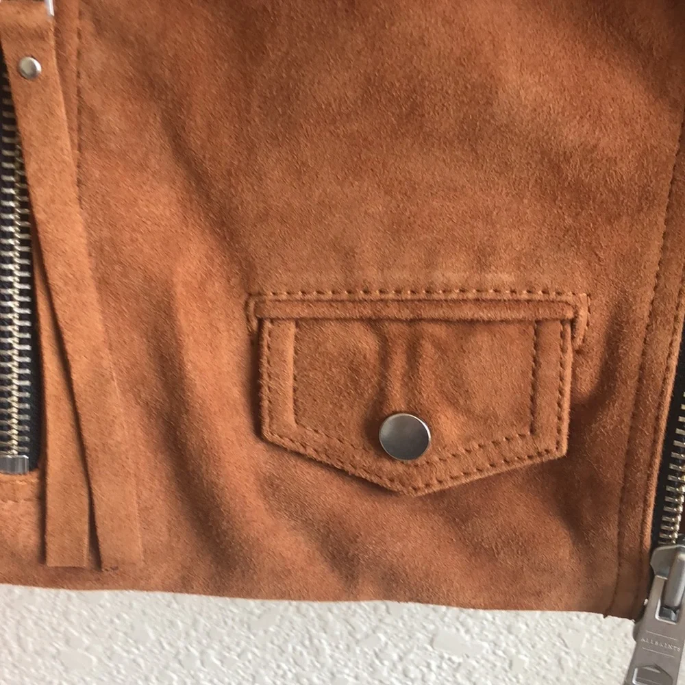 All Saints Elora Suede Biker Jacket (Size 10) NWT - Picture 13 of 13